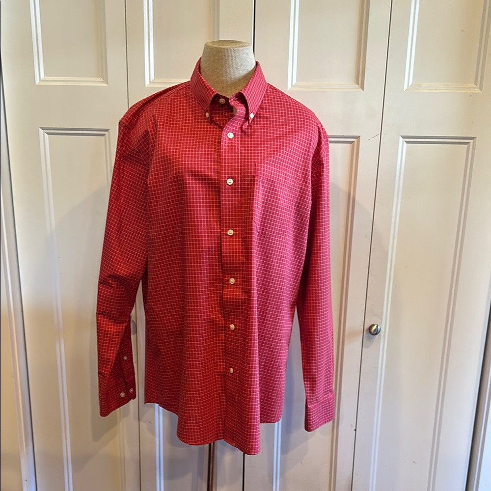 L.L. Bean Red Casual Button Down Shirt with Classic Collar